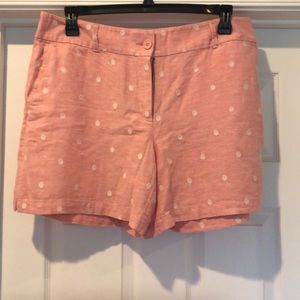 New Loft Pink shorts with white polkadots